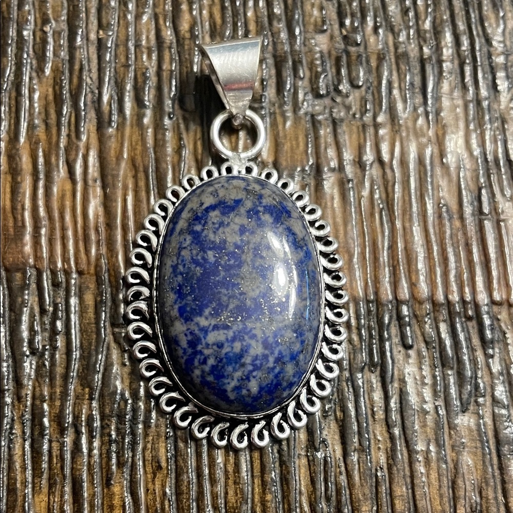Lapis Lazuli Gemstone Pendant 925 Sterling Silver Jewelry Pendant